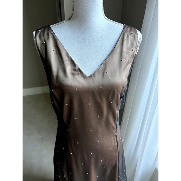 Adrianna Papell Boutique gold overlay cocktail dress size 14w - Picture 2 of 8